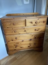Solid Pine Chest of Drawers  2 Over 3  Down