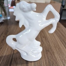 Vintage White Porcelain Rearing Horse Stallion Figurine