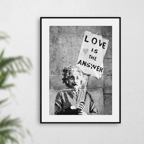 Banksy einstein love quote - banksy,