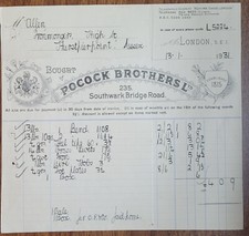 1931 Pocock Bros Invoice