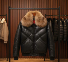 Mens Genuine Leather Puffer