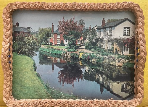 Vintage wicker sided tray with - vintage,