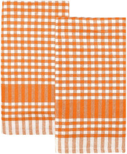 2 X Orange Gingham Kitchen Tea