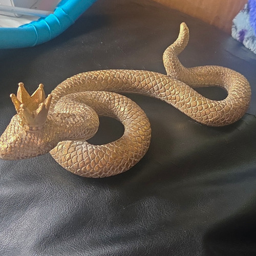 Gold resin snake - gold, figurine