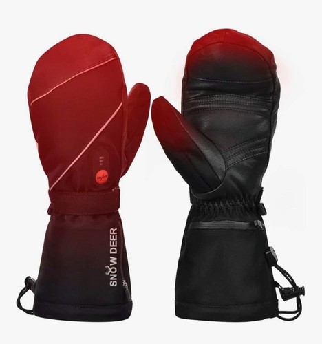 Snow deer heated ski mittens - deer,