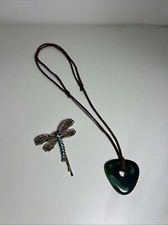 Coraline the Secret Door Green Triangle Necklace & Dragonfly Hair Clip