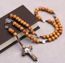 10MM Wood Beads Rosary Cross