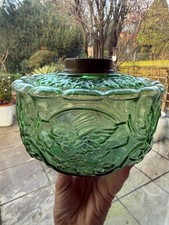 large green glass embossed