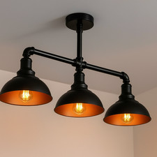 Industrial Steam Punk 3 Way Over Table Light Indoor Ceiling Hanging Light UK
