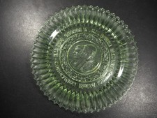 Vintage King George VI 1937  Elizabeth Coronation 24cm Green Glass Plate