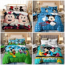 Mickey Mouse Quilt Duvet Cover Bedding Set Single Double King Size Pillowcase UK