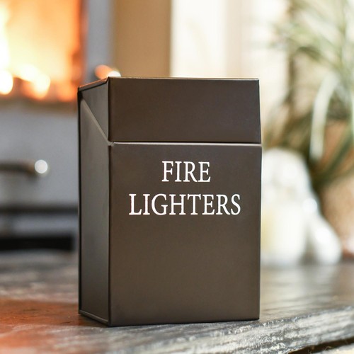 Black metal fire lighters - "fire, lighters"