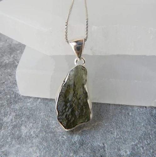 Raw moldavite pendant gemstone - raw,