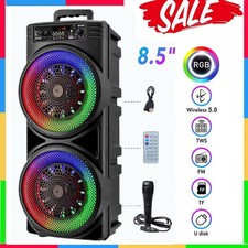 Portable Bluetooth BIG Speaker Sub Woofer Heavy Bass Sound System Party Mic Set