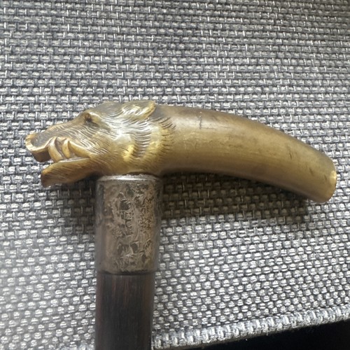 Antique ebonised walking stick - ebonised,