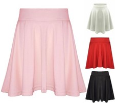 NEW CHILDRENS GIRLS SKATER SKIRT PONTY FABRIC FLARED ELASTIC SKIRT