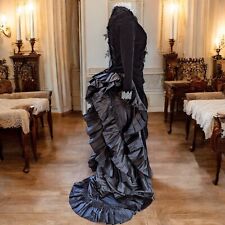 Victorian bustle dress and jacket in black velvet