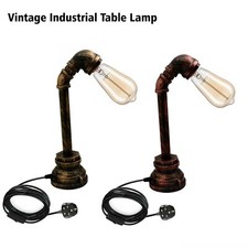 Vintage Industrial Retro Lights Table Lamp Water Pipe Steampunk Desk Light Lamps