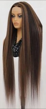 40" Ombre Ginger Copper Straight Lace Front Synthetic Wig – T‑Part 13x4x1 Wig 