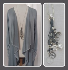 BNWT, LAGENLOOK, STATEMENT, LONG, SILVER & GREY COLOURED, COIN TASSEL NECKLACE