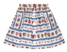 Cath Kidston Girl's Knee Length Ribbon Rose Button Down Skirt - Warm Cream