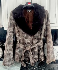 Ladies Unusual Jacket Coat Real Rabbit  Fur Collar. Size Uk 8