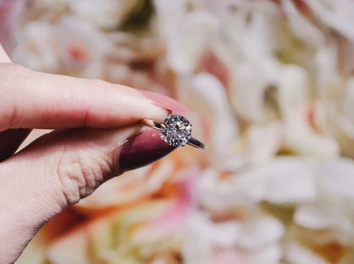 Women moissanite ring - ring, solid