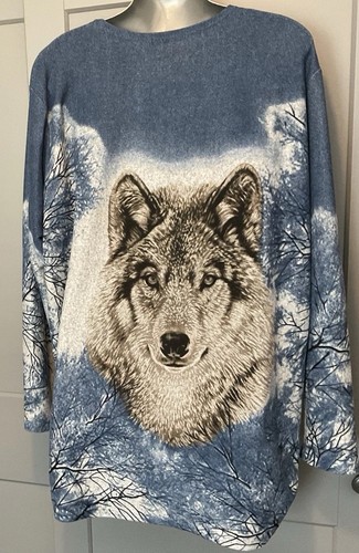 Ladies jumper top with wolf - ladies,