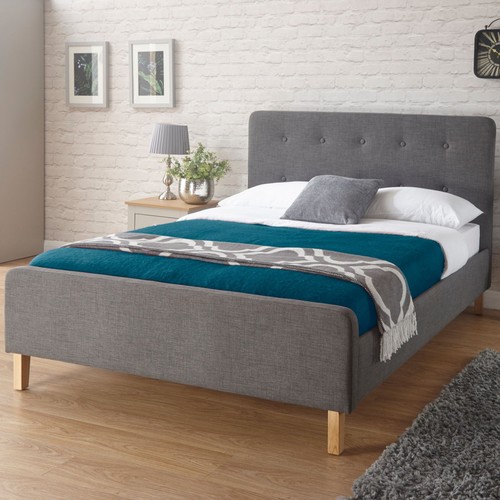 Grey fabric king - fabric, bed