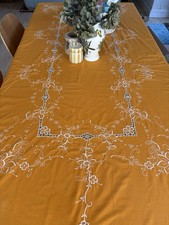 Embroidered Tablecloth, Vibrant autumnal colours gorgeous retro style
