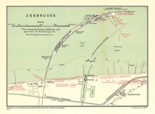 Zeebrugge Raid 23rd April 1918. Belgium. First World War 1931 old vintage map
