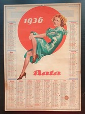 TOMAS BATA / SHOES, VINTAGE CZECH WALL CALENDAR FROM 1936