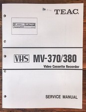 Teac MV-370 MV-380 VCR / Video Cassette  Service Manual *Original*