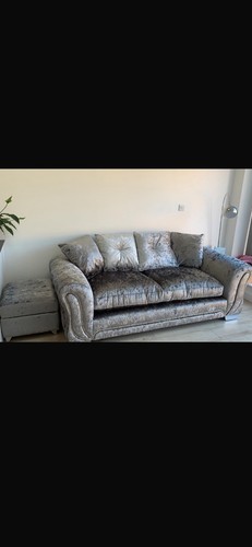 Crushed velvet grey seater - grey,