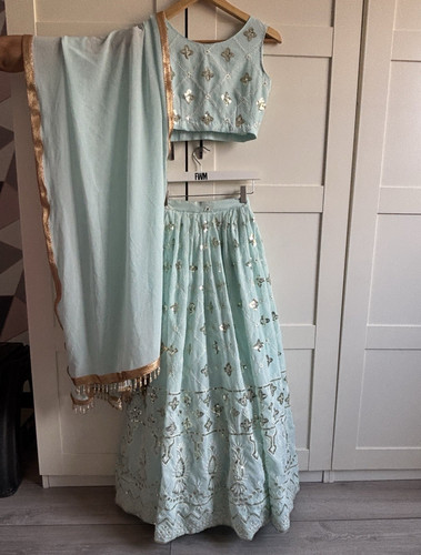 Blue organza embroidered - blue,