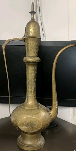 Vintage big solid brass etched - vintage,