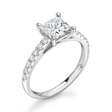 Diamond Solitaire Engagement Ring Shoulder Set 0.45cts G-SI1 GIA Certificate