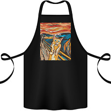 Cat Scream Painting Parody Cotton Apron 100% Organic