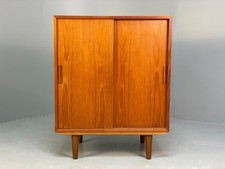 Vintage Danish Teak Cabinet Sliding Doors Retro 1970s EB10593 MWOO