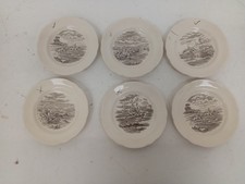 Vintage Spode Copeland Dessert Plates x6 Decorative Tableware White/Black 16cm