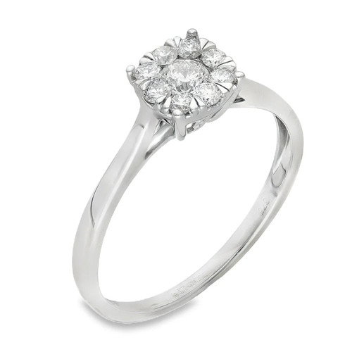 9ct white gold diamond cluster - 9ct,