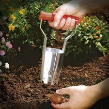 HAND BULB PLANTER GARDEN PLANT SEEDS SOIL HAND TOOL HOLE MAKER & GAUGE GARDENING