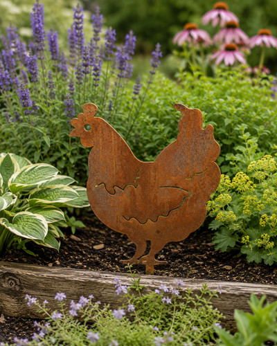 Rusty metal chicken - rusty,