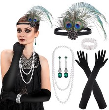 PLULON 1920s Flapper Great Gatsby Accessories Set Fashion Roaring 20's Theme Set