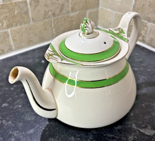 Vintage Tea Pot Solian Ware - Queens Green Pattern Cream Green & Gold