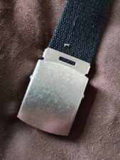 Black Canvas Belt – Heavy Duty – Chrome Metal Buckle – Sliding Clip – Size L