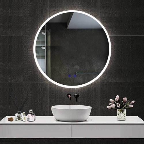 Round bathroom mirror - bathroom, with