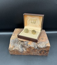 Vintage Dunhill Gold-Tone Cufflinks w/ Box – Logo Design – British Luxury