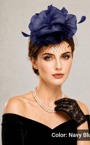 Navy blue fascinator for - blue,