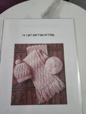 J & J Knitting Pattern For Scarf,beret and Bobble Hat. 4years To Adult.Aran Yarn